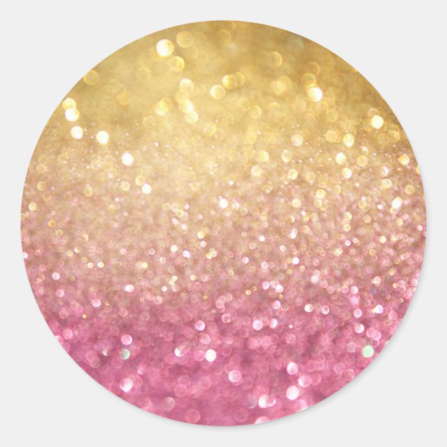 Sticker Rond parties scintillant rose et or (Devant)