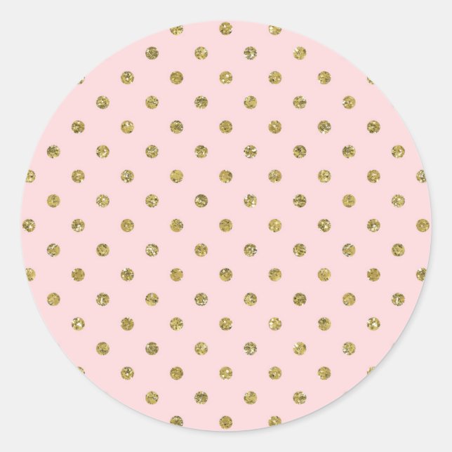 Sticker Rond Parties scintillant rose et or Étincelle Pois Chic (Devant)
