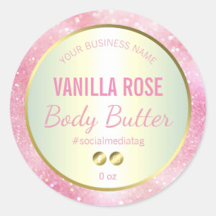 Sticker Rond Parties scintillant rose et or Holographique Étiqu
