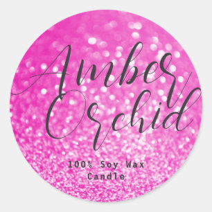 Sticker Rond Parties scintillant rose étincelle bougie Bokeh Ét