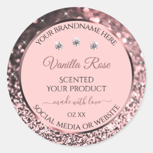 Sticker Rond Parties scintillant rose étoiles Emballage de prod