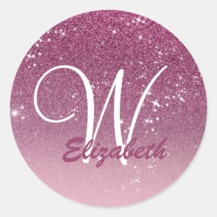 Sticker Rond Parties scintillant rose fille personnalisée étinc