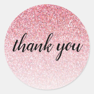 Sticker Rond Parties scintillant rose Glam Merci anniversaire