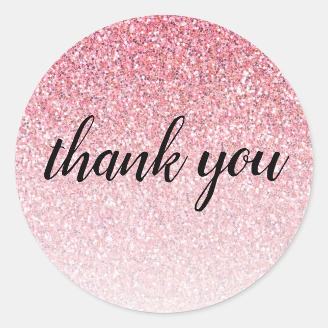 Sticker Rond Parties scintillant rose Glam Merci anniversaire (Devant)