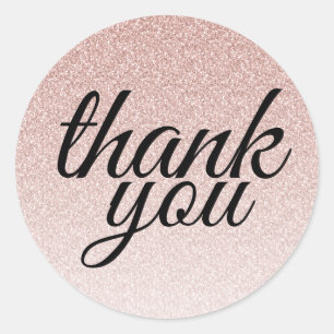 Sticker Rond Parties scintillant rose glamour ombre merci