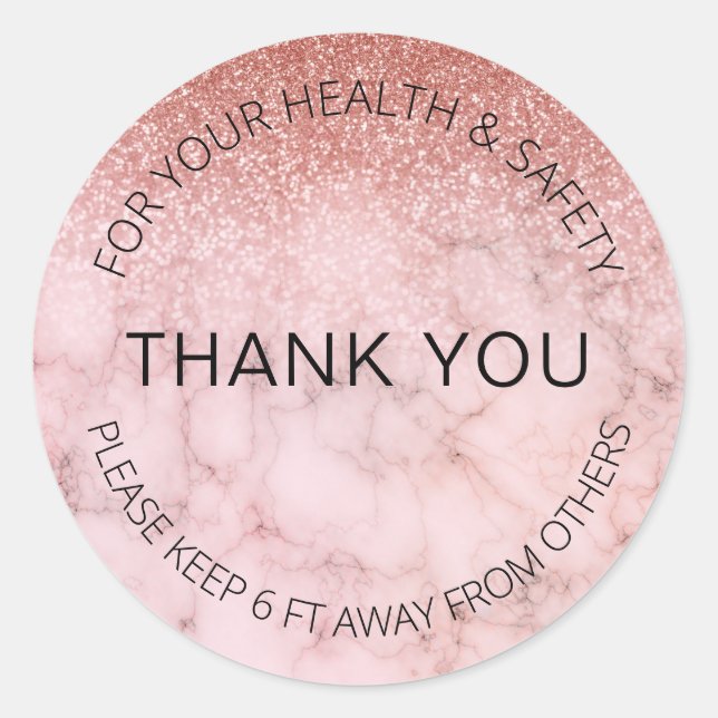 Sticker Rond Parties scintillant Rose Gold Marbre Salon de beau (Devant)