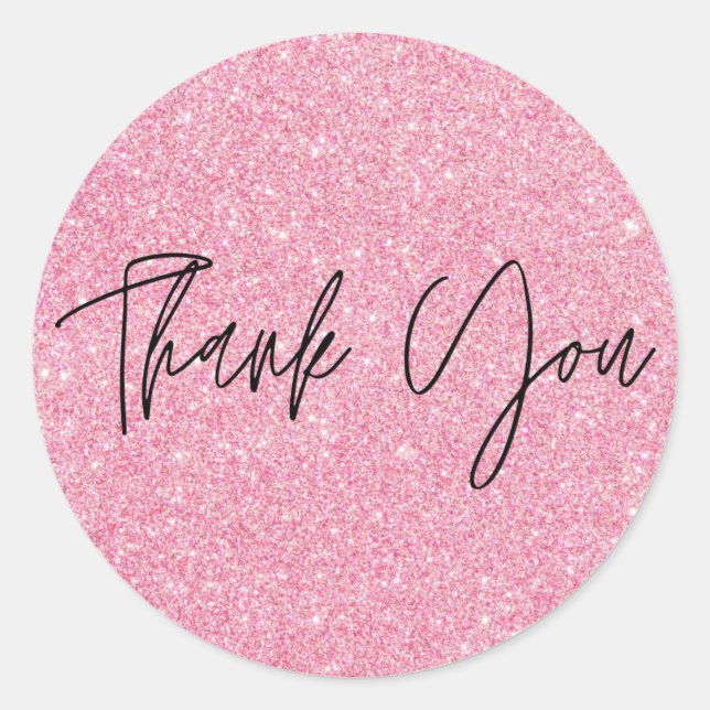 Sticker Rond Parties scintillant rose Merci (Devant)