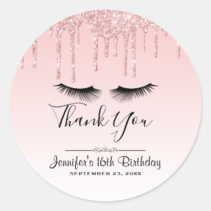 Sticker Rond Parties scintillant rose moderne Drives & Eyelashe