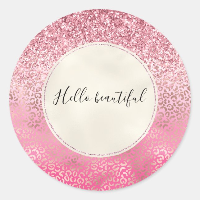 Sticker Rond Parties scintillant rose or brillant Ombre Emprein (Devant)