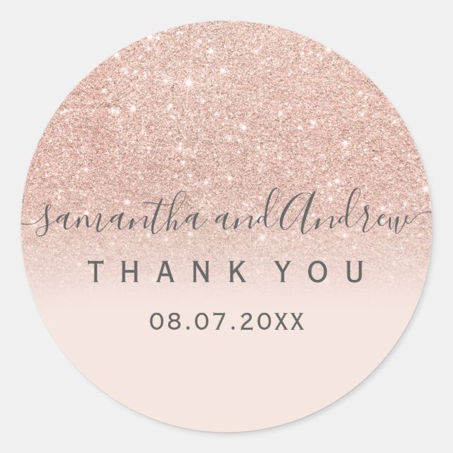 Sticker Rond parties scintillant rose or rose vif Merci (Devant)