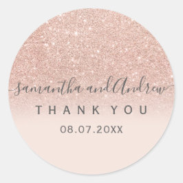 Sticker Rond parties scintillant rose or rose vif Merci