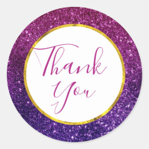 Sticker Rond Parties scintillant rose pourpre brillant Merci pi