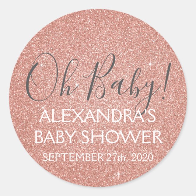 Sticker Rond Parties scintillant Rose Rose Gold et étincelle Oh (Devant)
