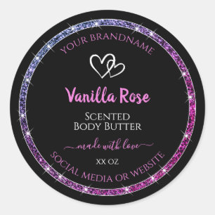 Sticker Rond Parties scintillant rose violet produit emballage