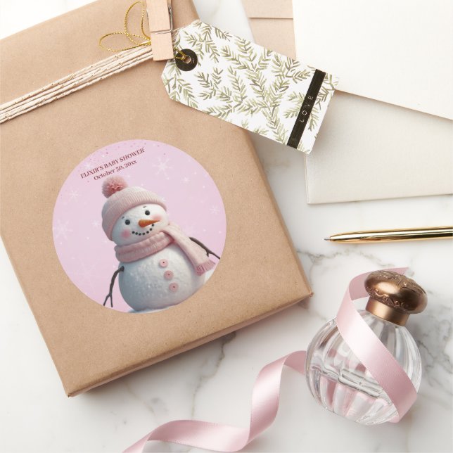 Sticker Rond Parties scintillant roses Baby shower de snowman d (Cadeaux)