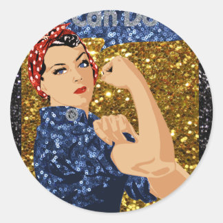 Sticker Rond parties scintillant rosie du rivètre