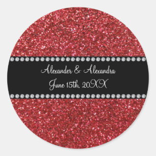 Sticker Rond Parties scintillant rouge faveurs de mariage