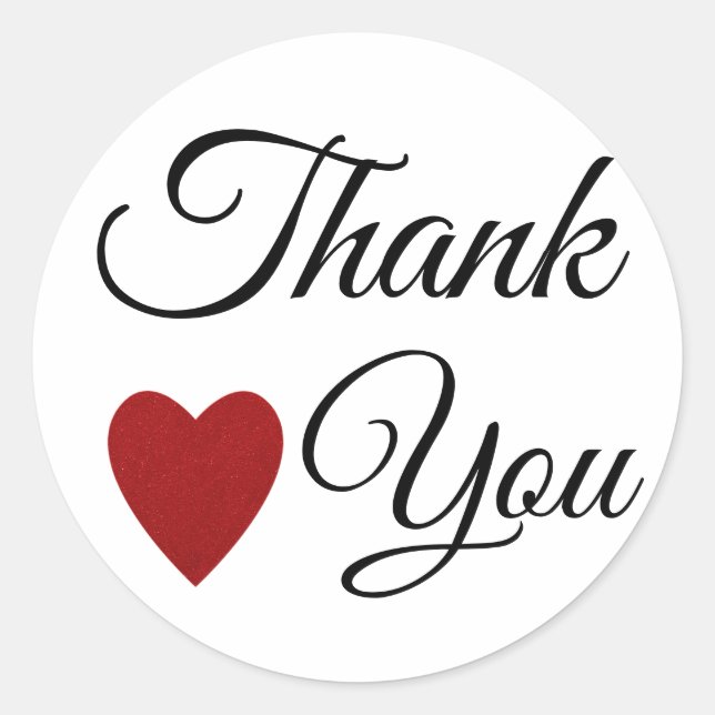 Sticker Rond Parties scintillant rouge Merci du coeur (Devant)