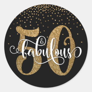Sticker Rond Parties scintillant & Script 50 & Fabuleux sur Noi