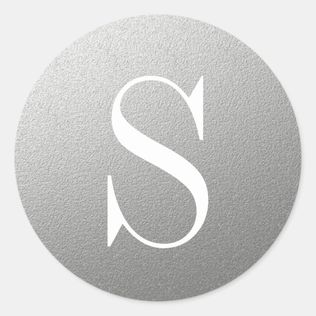 Sticker Rond Parties scintillant Silver Monogramme initial (Devant)