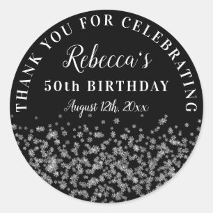 Sticker Rond Parties scintillant Silver Snowflake 50e anniversa