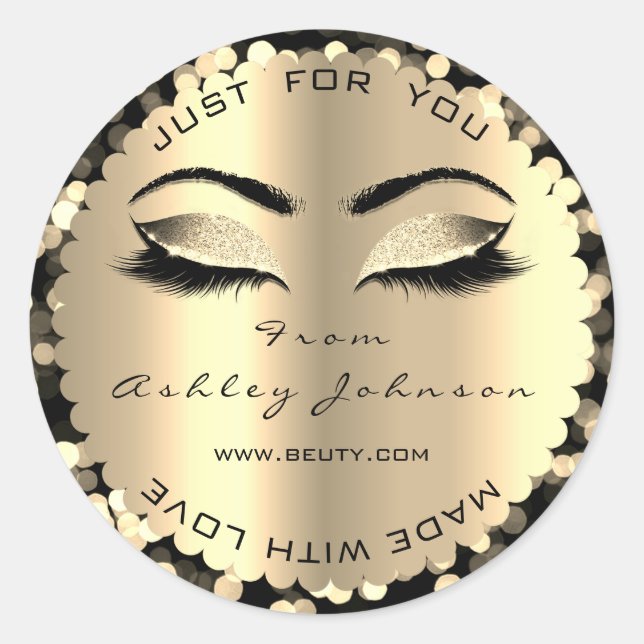 Sticker Rond Parties scintillant Sparkly Confetti Lash Or Fabri (Devant)