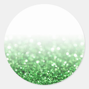 Sticker Rond Parties scintillant verte personnalisée tendance