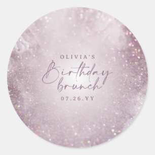 Sticker Rond Parties scintillant violet Lilac élégant brunch d'