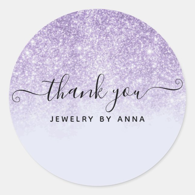 Sticker Rond Parties scintillant violet Merci (Devant)