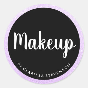 Sticker Rond Parties scintillant violet moderne élégant maquill