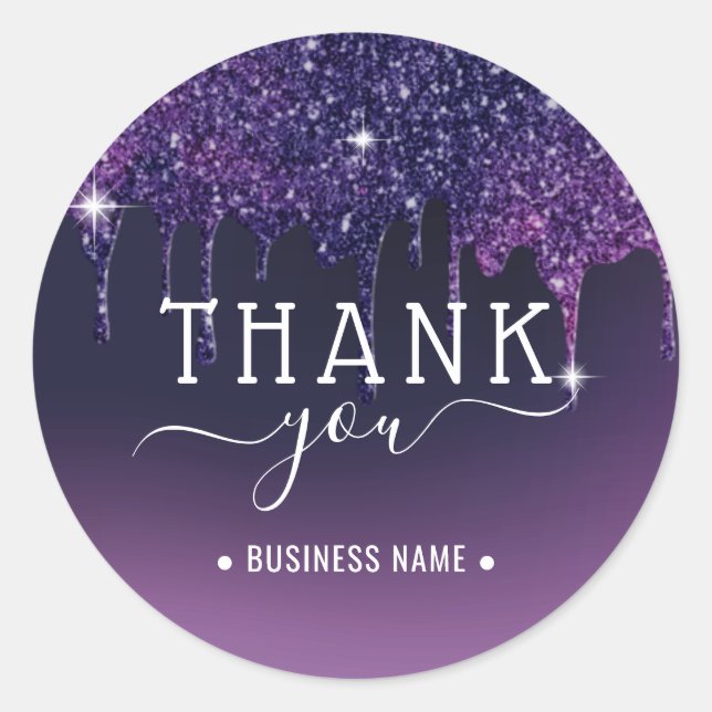 Sticker Rond Parties scintillant violet moderne  Merci (Devant)