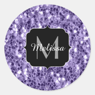 Sticker Rond Parties scintillant violet ultra violet scintille