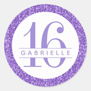 Sticker Rond Parties scintillant violette Anniversaire Favorise