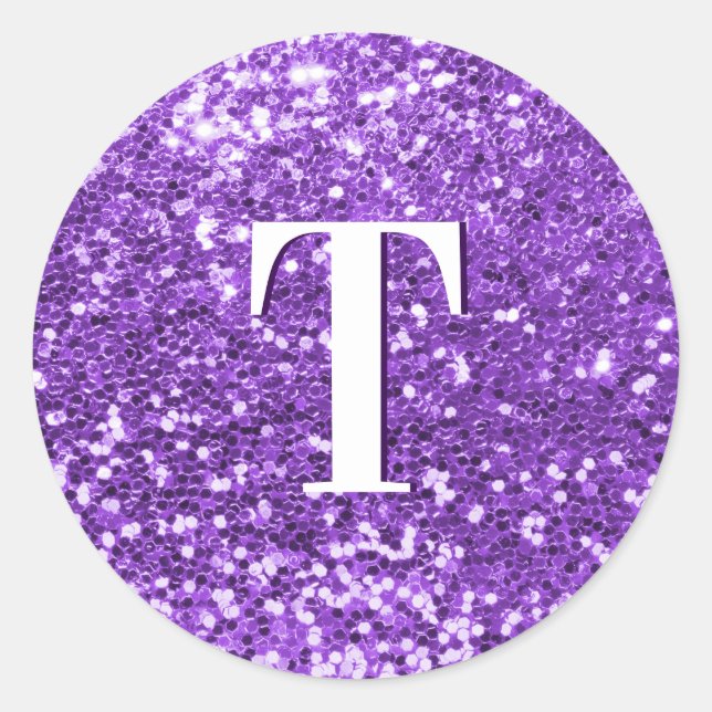 Sticker Rond Parties scintillant violette brillante à coller Mo (Devant)