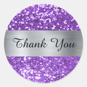 Sticker Rond Parties scintillant violette brillante  argent