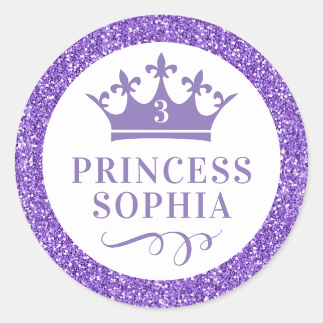 Sticker Rond Parties scintillant violette Royal Princess Favori (Devant)