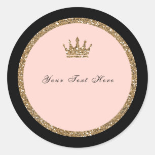 Sticker Rond Parties scintillantes roses et princesse noire