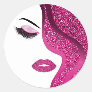 Sticker Rond Parties scintillantes roses foncées de coiffeur d