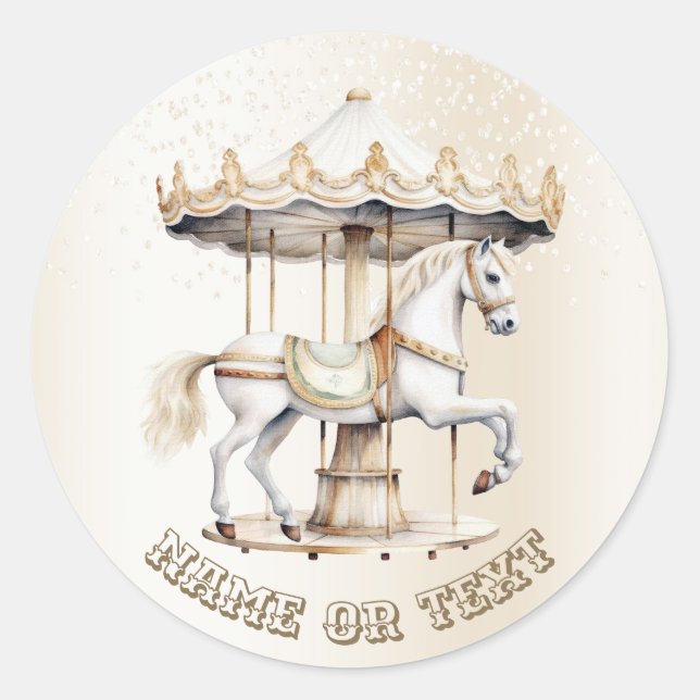 Sticker Rond Party Merry Go Round Circus Carnival Mignonne Clas (Devant)