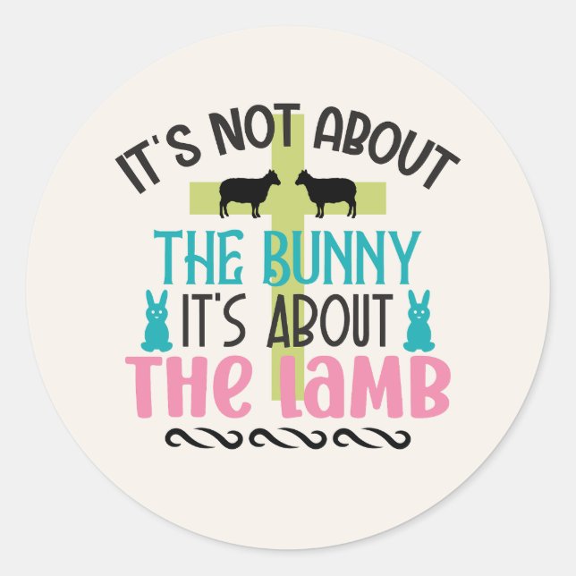 Sticker Rond Pas à propos de Bunny Lamb Christian Pâques (Devant)