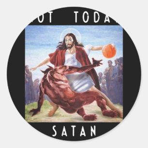 Sticker Rond Pas Aujourd'Hui Satan Jesus Vs Satan À Bysketbyll