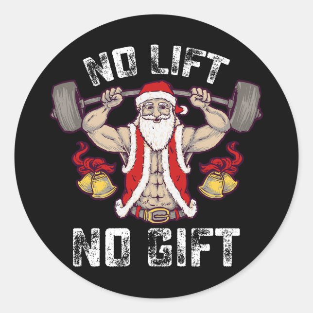 Sticker Rond Pas d'ascenseur Pas de cadeau Père Noël Salle de g (Devant)