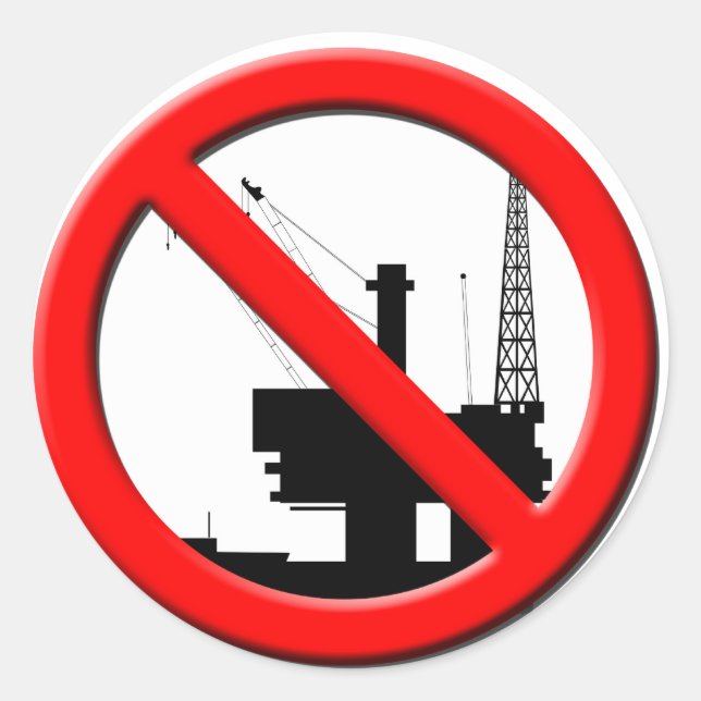 Sticker Rond Pas d'autocollant de forage offshore (Devant)