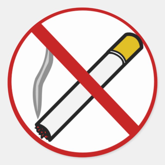 Sticker Rond Pas d'autocollants pour fumeurs (Devant)