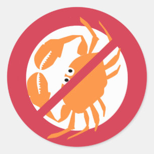 Sticker Rond Pas de coquillages Rouge Gras Crabe Allergène