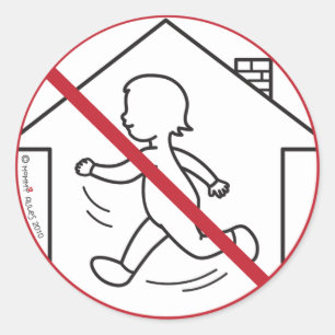 Sticker Rond Pas de course à la Maison !
