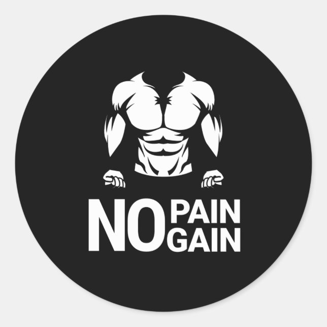 Sticker Rond Pas de douleur pas de gain entraînement (Devant)