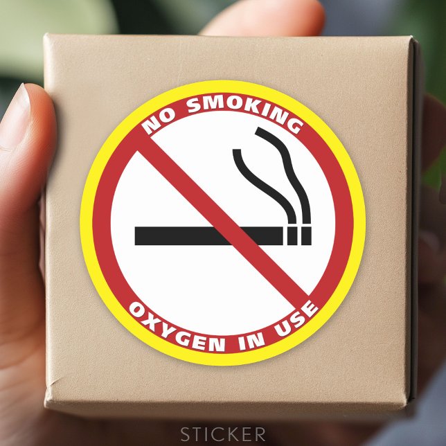 Sticker Rond Pas de fumée - Oxygène en usage - Pas de fumée (No Smoking Sticker)