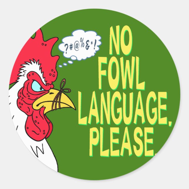 Sticker Rond Pas de langue Fowl (Devant)