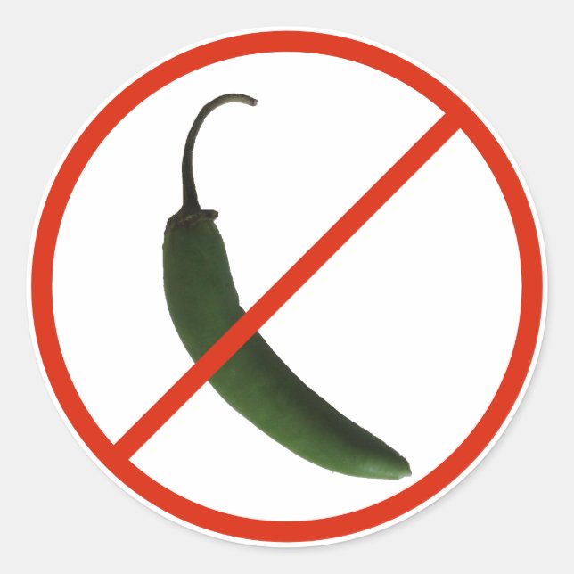 Sticker Rond Pas de nourriture épicée s'il vous plaît (Devant)